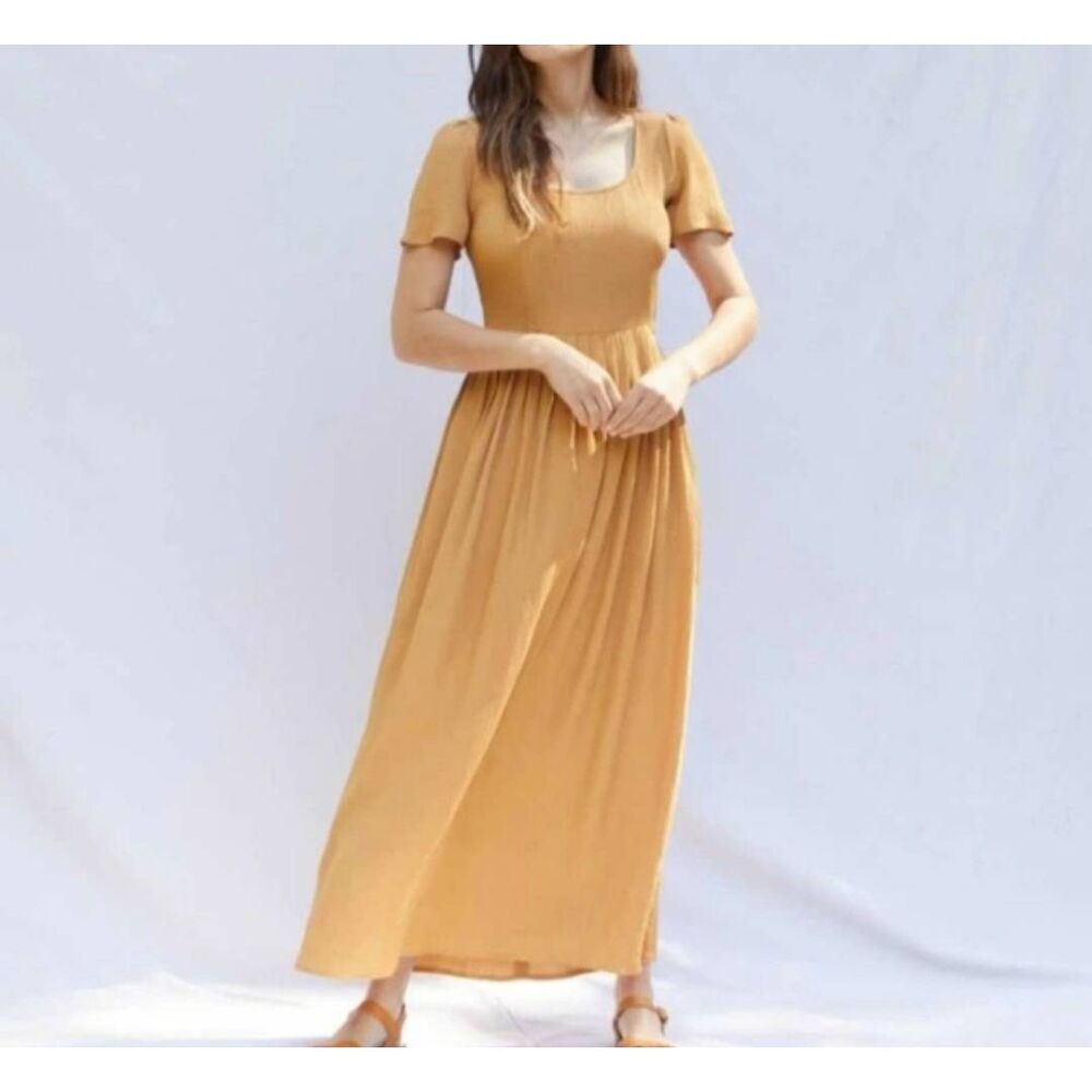 Christy Dawn Mustard Yellow Scarlet Midi Dress